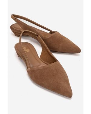 Forever & Always Shoes Berlina Leather Slingback Pump - Brown