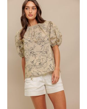 TRUEDAMES Botanical Luxe Woven Top - Natural