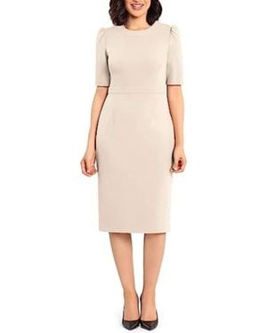 Donna Morgan Short Sleeve Sheath Dress - Natural