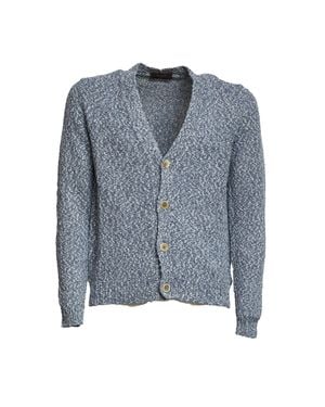 Zanone Slim Fit V Neck Cardigan - Blue