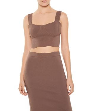 Forever 21 Sweater-Knit Bustier Crop Top - Brown