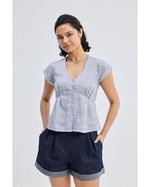 REISTOR Deep V-Neck Short Top - White