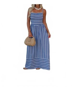 Olivaceous Camila Striped Maxi Dress - Blue