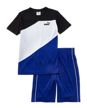 PUMA 2Pc Interlock T-Shirt & Short Set - Blue
