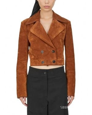 Ferragamo Double-Breasted Cropped Jacket - Brown
