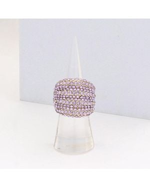 Fashnzfab Rhinestone Pave Stretch Ring - Pink