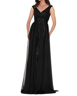 Marsoni by Colors Embellished A-Line Evening Dress - Black