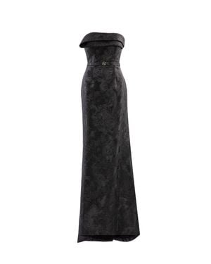 Saiid Kobeisy Brocade Long Fitted Dress - Black