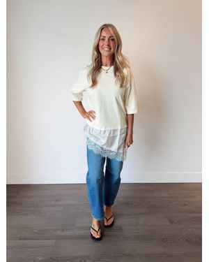 Mccolin Rio Asymmetrical Lace Tee - Yellow