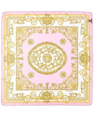 Versace Barocco Print Silk Scarf - Metallic