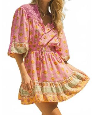 Jaase Charm Print Mini Dress - Orange