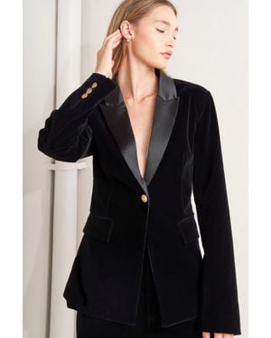 TRUEDAMES Midnight Tux Woven Velvet Blazer - Black