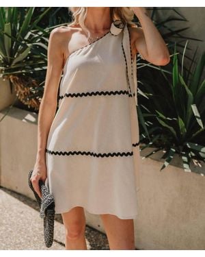 Anna Grace Aria Wavy One-Shoulder Mini Dress - Natural