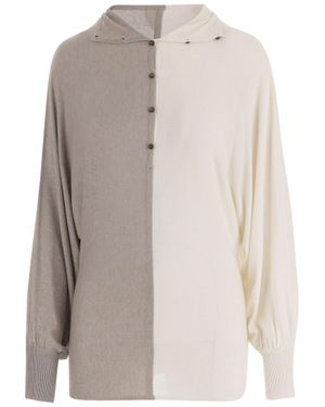 Jacquemus Diamond-Patterned High-Collar Silk-Blend Polo Shirt - Natural