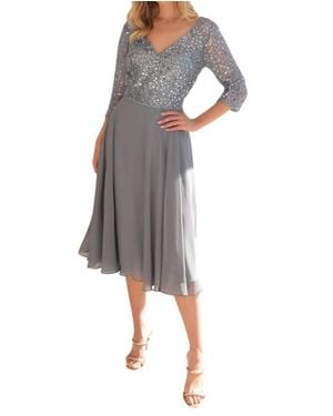Nox Anabel Sequin Bodice Short 3/4 Sleeve Dress - Gray