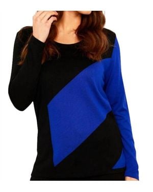 Angel 3/4 Sleeve Abstract Crew Top - Black
