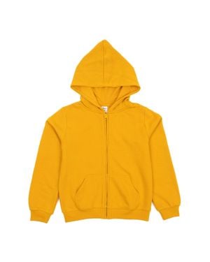 Leveret Zipper Front Solid Hoodie - Yellow