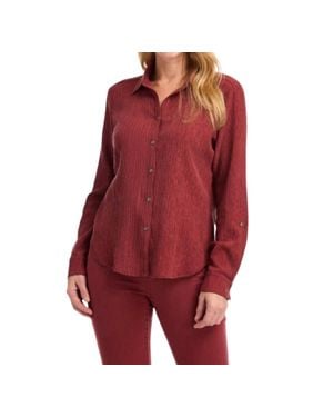 Fdj Roll-Up Sleeve Crinkle Shirt - Red