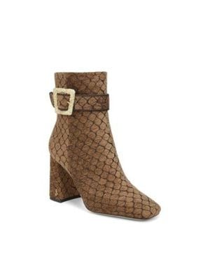 Sam Edelman Corinne Boots Square Toe Block Heel Bootie Jobb936 - Brown