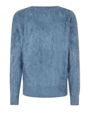 Seventy Light V-Neck Cashmere Sweater With Ribbed Detailing - Blue