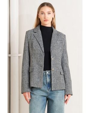 TRUEDAMES City Checkline Woolen Woven Jacket - Gray