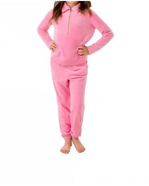 Lilly Pulitzer Girls Mini Eleni Velour Pullover Sweatshirt - Pink