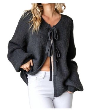 First Love Tie Front Cardigan - Black