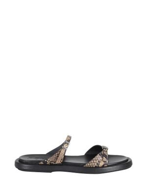 Poeve Laila Double-Strap Python Goat-Leather Mules - Black