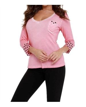 Angel V-Neck Polka Dot Top - Pink