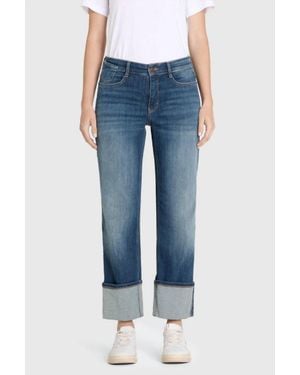 M.A.B.E Laura Straight Turn Up Jeans - Blue