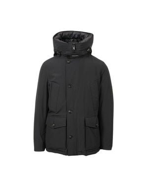 Woolrich Matte Anorak With High Collar And Functional Pockets - Black