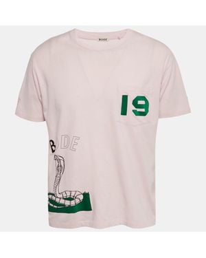 Bode Printed Jersey Velvet Applique T-Shirt - Pink