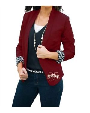 Gameday Couture Mississippi State College Ikat Logo Blazer - Red