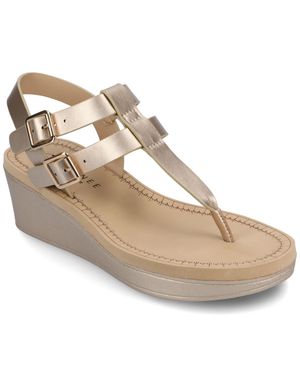 Journee Collection Apos;S Bianca Medium And Wide Width Wedge Sandals - Metallic
