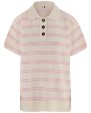 THE GARMENT Striped Wool-Cashmere Polo Shirt - Natural
