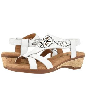 Walking Cradles Kiera Sandals 'Swhite Leather Cutout Wedge Heel Htat1203 - Metallic