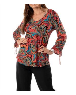 Pure Essence V-Neck Tie Sleeves Top - Red