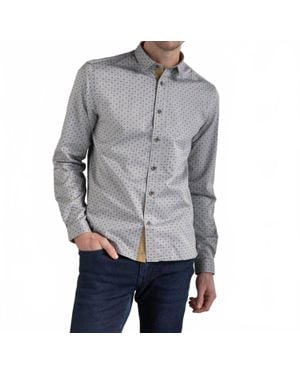 Vustra Button Down Cotton Long Sleeve Shirt Top - Gray