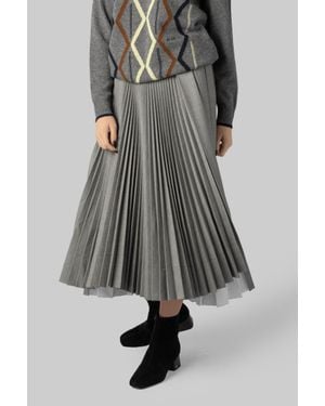 Plan C Pleated Midi Skirt - Gray