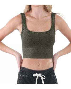 Nikibiki Wash Ribbed Cropped Top - Green
