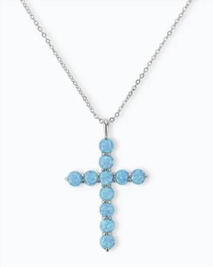 Melinda Maria Oh She Fancy Opal Cross Pendant - Blue