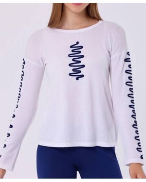 French Kyss Zig Zag Scoop Neck Top - White