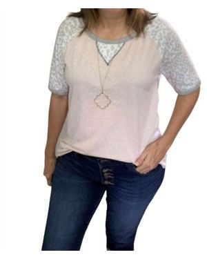 Bibi Animal Print Sleeve Top - Blue