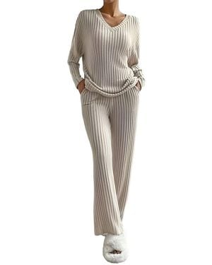 Lily Kim 2Pc Pullover & Pant Set - Natural