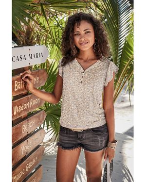 Lascana 2 Pk Ruffle Sleeve Tops - Green
