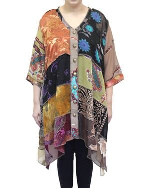 Sterling Styles Floral Paisley Burnout Duster - Blue