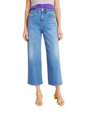 CQY Sunday Ultra High-Risecropped Wide Leg Jeans - Blue