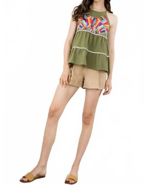 Thml Natural Beauty Embroidered Top - Green