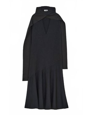 Jil Sander Sleeveless Dress With Tie Collar - Black