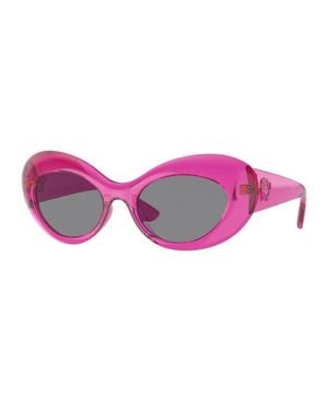 Versace Oval Full Rim, With A Havana Frame And Dark Lens - Pink